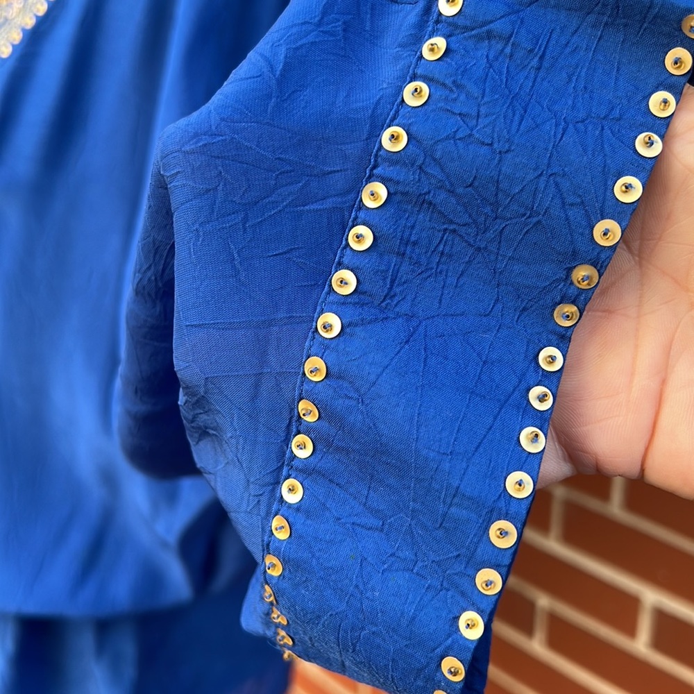 J. Jill gold embellished tie waist blouse.  Vintage J. Jill! - Picture 9 of 14
